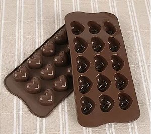 MOLDE SILICONE CORAÇÃO 15 CAVIDADES PARA CHOCOLATE