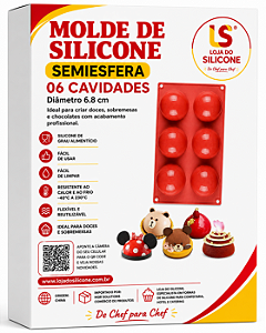 MOLDE SILICONE SEMI ESFERA 06 CAVIDADES