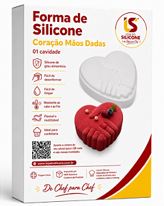 FORMA DE SILICONE MODELO CORAÇÃO MÃOS DADAS