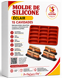 FORMA DE SILICONE ANTIADERENTE PARA ECLAIR 15 CAVIDADES