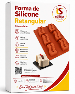 FORMA DE SILICONE RETANGULAR PARA DOCES E SOBREMESAS