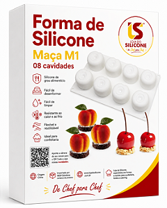 FORMA DE SILICONE FRUTA MAÇÃ 08 CAVIDADES