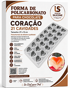 FORMA POLICARBONATO CORAÇÃO PARA CHOCOLATE