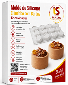 FORMA DE SILICONE CILINDRICO COM BORDAS