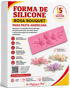 MOLDE SILICONE ROSA BOUQUET 3D DECORAÇÃO