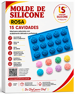 MOLDE DE SILICONE ROSA FLÔR 15 CAVIDADES