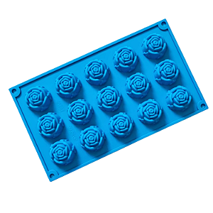 MOLDE DE SILICONE ROSA FLÔR 15 CAVIDADES