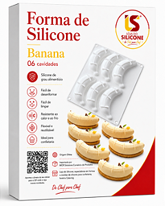 FORMA DE SILICONE BANANA COM 6 CAVIDADES