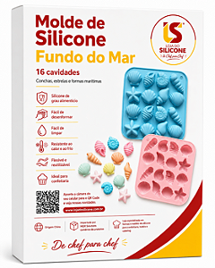 MOLDE DE SILICONE FUNDO DO MAR 16 CAVIDADES VARIOS MODELOS