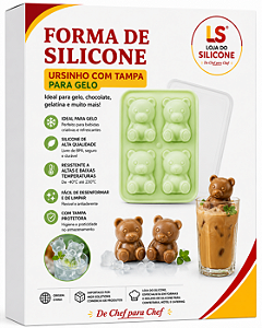FORMA DE SILICONE PARA GELO URSINHO 4 CAVIDADES