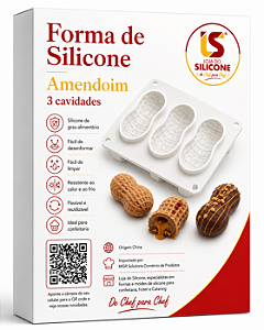 FORMA DE SILICONE BRANCO MODELO AMENDOIM 03 CAVIDADES