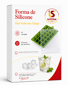 MOLDE DE SILICONE COM TAMPA PARA GELO SABORIZANTE