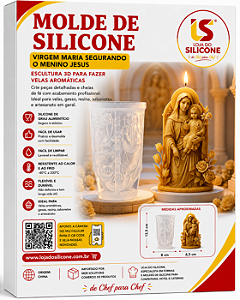 MOLDE DE SILICONE PARA VELAS VIRGEM MARIA E MENINO JESUS