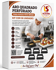 ARO DE SILICONE PERFURADO QUADRADO KIT COM 06 PEÇAS