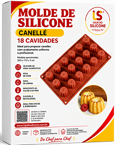 FORMA E MOLDE DE SILICONE PARA CANELLE 18 CAVIDADES