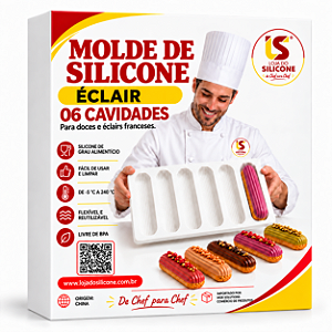 FORMA DE SILICONE PARA ÉCLAIR 06 CAVIDADES FRISADO