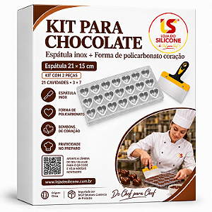 KIT ESPATULA INOX E FORMA DE POLICARBONATO CORAÇÃO