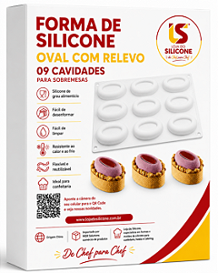 FORMA DE SILICONE OVAL COM RELEVO PARA CONFEITARIA