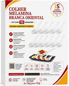 COLHER JAPONESA MELAMINA BRANCA KIT COM 10 UNIDADES