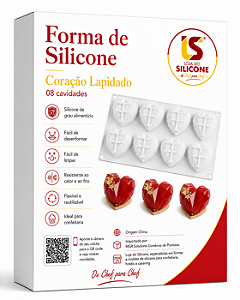 MOLDE DE SILICONE CORAÇÃO LAPIDADO 03 D