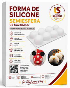 MOLDE DE SILICONE SEMIESFERA ALTA COM 8 CAVIDADES