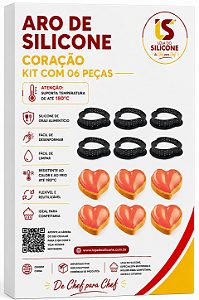 ARO DE SILICONE CORAÇÃO ANTIADERENTE KIT 06 PEÇAS