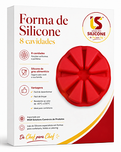 FORMA DE SILICONE PARA BOLOS E SOBREMESAS 8 DIVISÕES 27CM