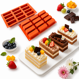 MOLDE DE SILICONE PARA CONFEITARIA MONO PORÇÕES RETANGULAR
