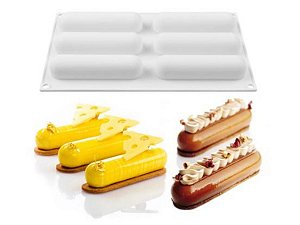 MOLDE DE SILICONE ANTIADERENTE PARA ECLAIR E SOBREMESAS