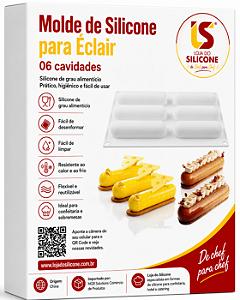MOLDE DE SILICONE ANTIADERENTE PARA ECLAIR E SOBREMESAS