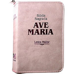 BÍLBIA LETRA MAIOR ZÍPER STRIKE - ROSA - AVE MARIA