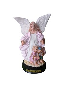 Anjo da guarda Rosa em resina 13cm