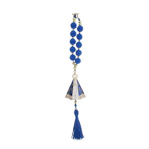 Dezena para Carro de Nossa Senhora Aparecida com Pompom - Azul