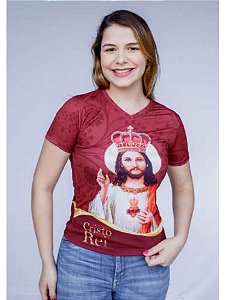 Camiseta Feminina Cristo Rei Baby look