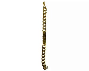 Pulseira Dourada Groumet Placa Fé 3.0 mm/ 22 cm Dourado