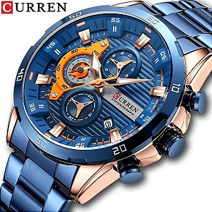 Relógio de Pulso Curren Fashion Cronográfo Mostrador Luminoso 8402 Azul