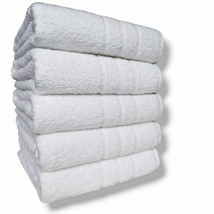 Kit: 5 Toalhas Banho Branca Costura Reforçada Silver 70x140