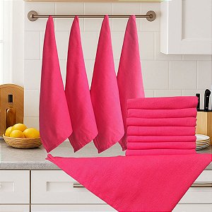 Kit 12 Panos de Prato Vermelho Liso Artesanato Pano Gourmet 68x50 Centímetros