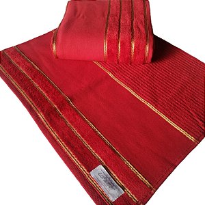 Jogo de Toalhas Para Bordar Ponto Russo 2 Peças 1 banho + 1 Rosto 100% Algodão -Artesian Cor Vermelho