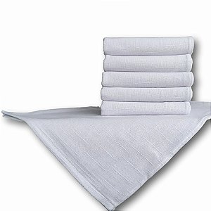Kit Com 12 Panos de Prato Alvejados Artesanato Gourmet 68x50cm Cor: Branco Trabalhado