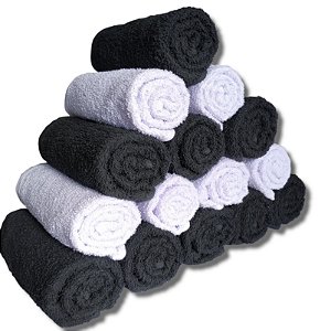Kit 20 Toalhas para Salão de Beleza Barbearia Cores Mistas 10 Pretas + 10 Brancas