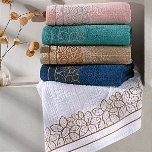 Kit com 5 Toalhas de banho 100% algodão 70x140cm Sendai