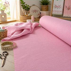 Tecido Pano Prato Artesanato Pintura Rosa 10 Metros 70cm Trabalhado