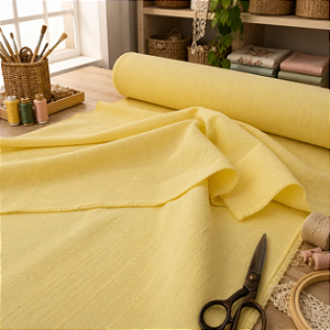Tecido Pano Prato Artesanato Pintura Amarelo 10 Metros 70cm Trabalhado