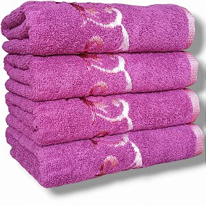 Kit com 4 Toalhas de rosto Grossas Gramatura 450 Luxo Eden -Cor Fúcsia