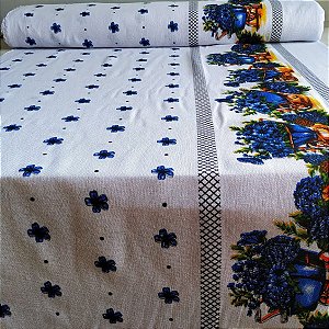 Tecido Trama 9 com Estampa Rotativa – Ideal para Panos de Prato (10m, 25m, 50m) Carrinho Flores