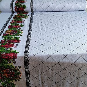 Tecido Trama 9 com Estampa Rotativa – Ideal para Panos de Prato (10m, 25m, 50m) Jarra Morangos
