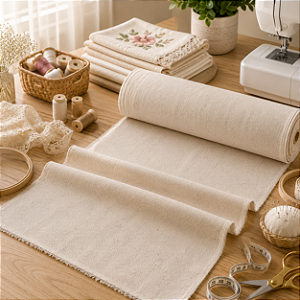 Tecido Pano de Prato Crú Pré Lavado Liso 100% Algodão Artesanato Pintura – 10m, 25m ou 50m