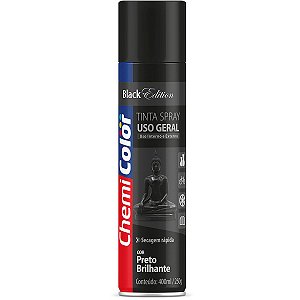 Tinta Spray Chemicolor Uso Geral Preto Brilhante 400ml 92