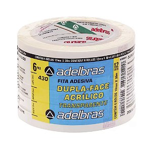 Fita Dupla Face Adelbras de Acrílico 24mm x 30m Embalagem com 3 Unidades